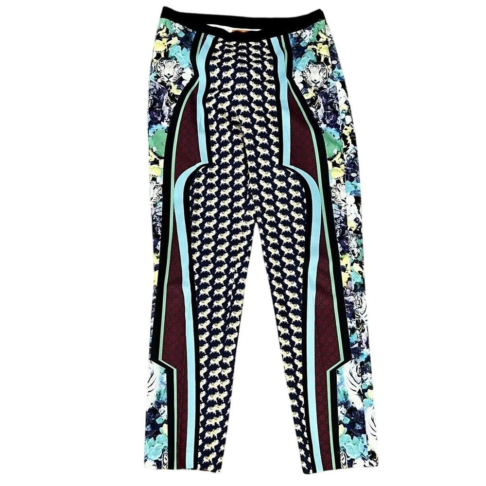 Clover Canyon Pants Tiger Elephant Animal Print Pull On Black Blue Women’s S